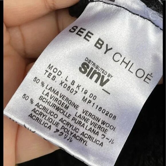 see by Chloe virgin wool poncho sweater size 8 - Picture 9 of 14